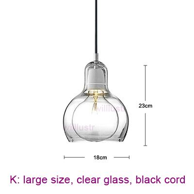 large, clear glass, black cord