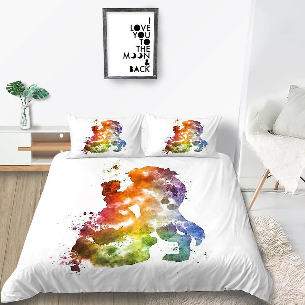 Beauty And Monster Bedding Set White Fantasy Romantic Duvet Cover Queen King Twin Full Single Double Soft Bed Cover With Pillowcase Blanket Sets