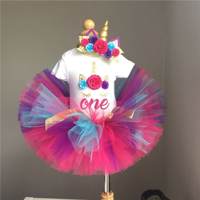 Un año de ropa para niña Unicornio Vestido de cumpleaños 1 año Bautismo Mameluco Diadema Tutu Un año de ropa para niña Unicornio Vestido de cumpleaños 1 año Bautismo Mameluco Diadema Tutu