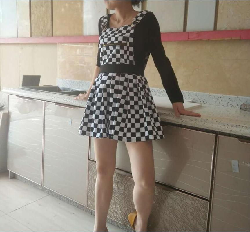 checkered overall skirt