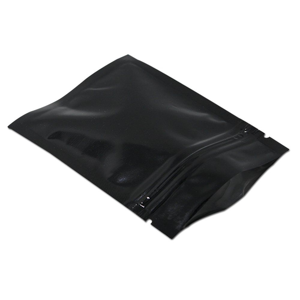 2020 7.5*6.5cm Small Black Mylar Zip Lock Package Bags Glossy Flat