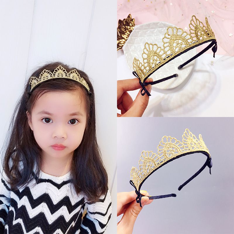 Boutique Fashion Royal Gold Tiaras Hairbands Solid Glitter Lace