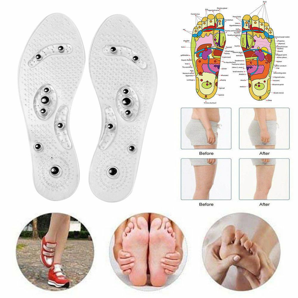 Magnetic Therapy Silicone Gel Insole Massage Weight Loss Foot Pain Relief Pad