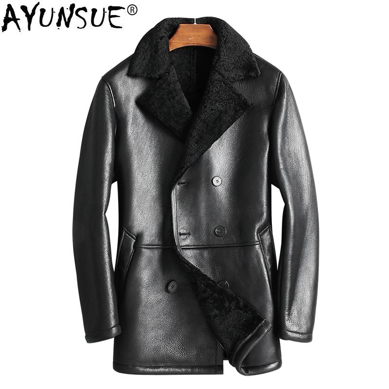 black shearling coat mens