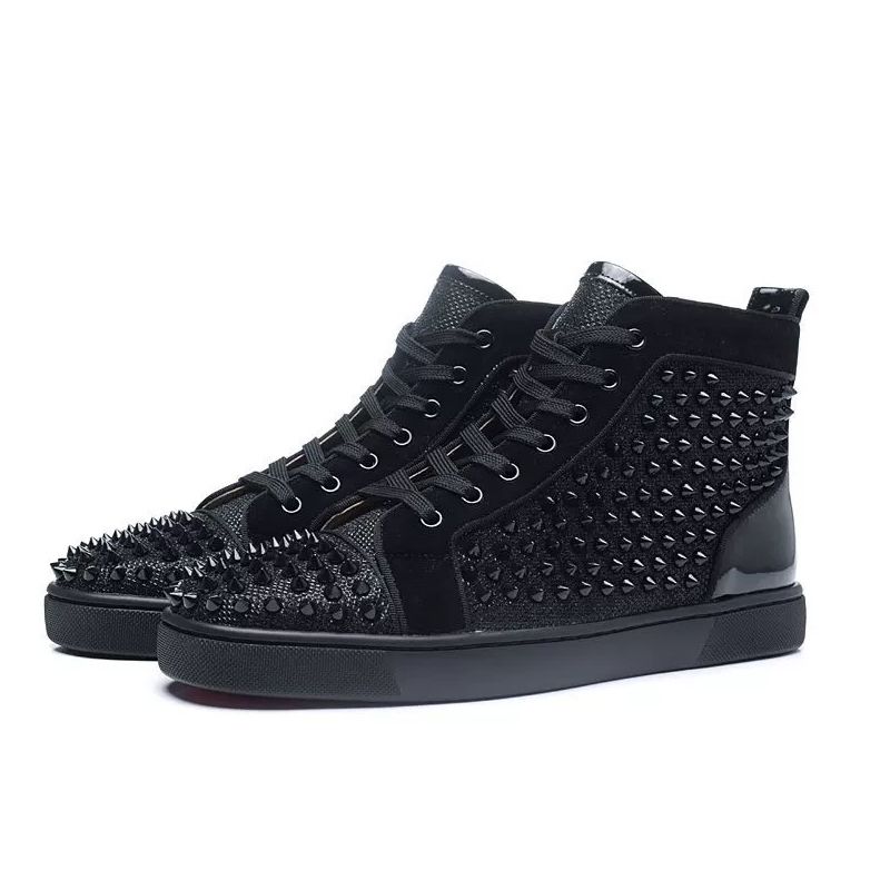 red bottom spiked sneakers