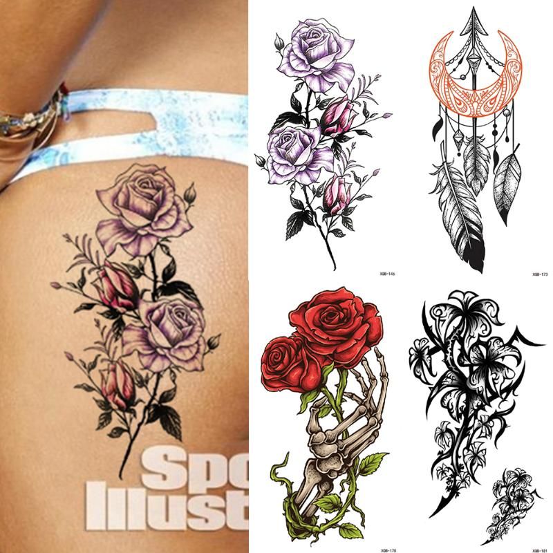 Waterproof Temporary Tattoo Sticker Rose Flower Lotus Henna Flash Tattoos Dreamcatcher Body Art Arm Fake Sleeve Tatoo Women Men Create Your Own Tattoo Free Create Your Own Tattoo Online For Free From
