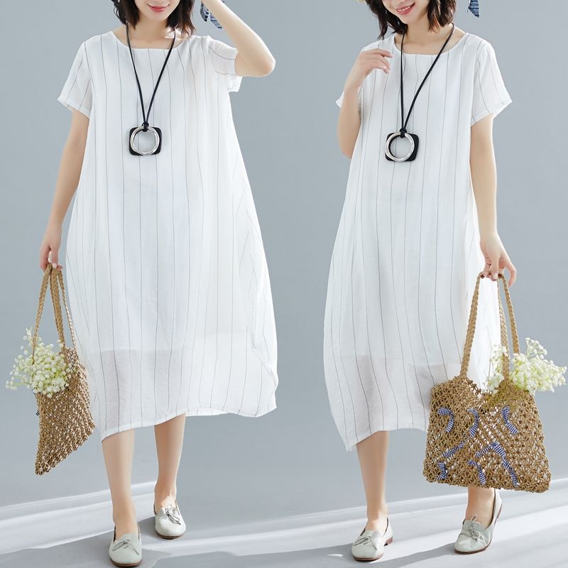 fashion stripe short sleeve casual dress