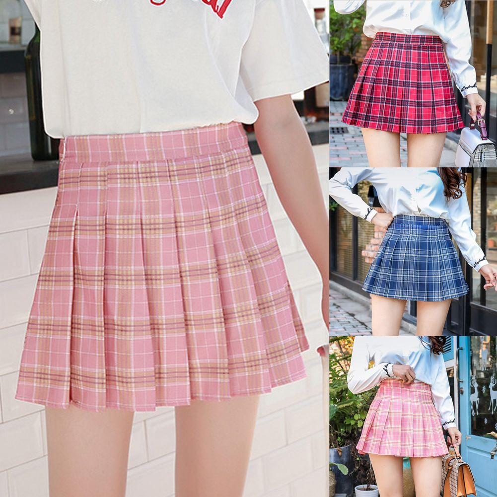 2021 Womens Micro Mini Tennis Skirt Pleated Everyday Casual Wear Plaid ...