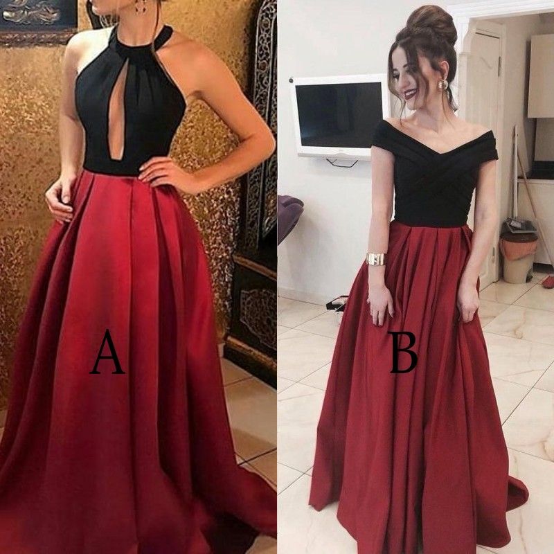 Una Línea De Color Rojo Y Negro Vestidos De 2020 Vestido De Gala Largo Vestidos De Noche Del Partido De Dubai De 92,04 € | DHgate