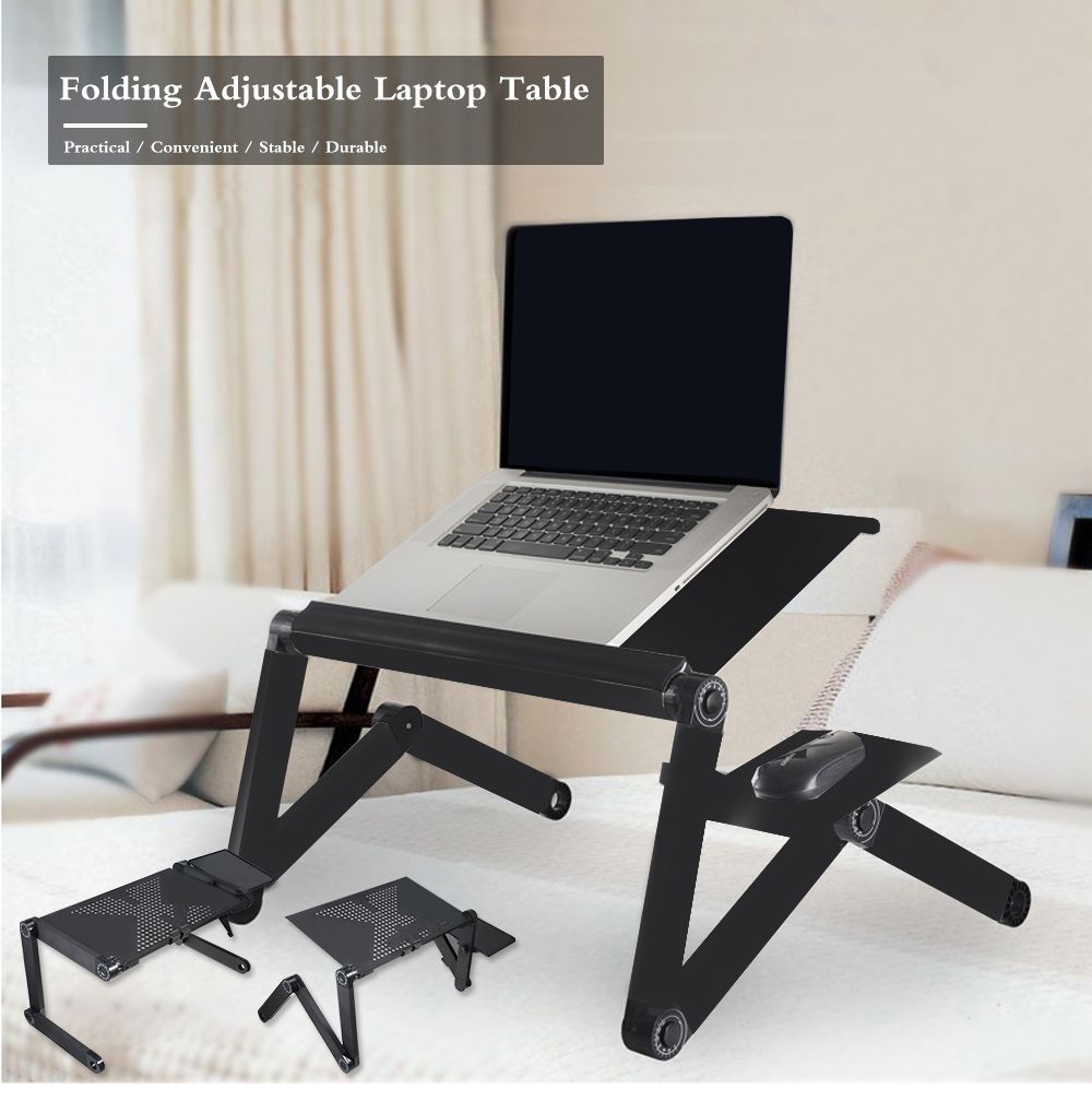 small portable computer desk on wheels