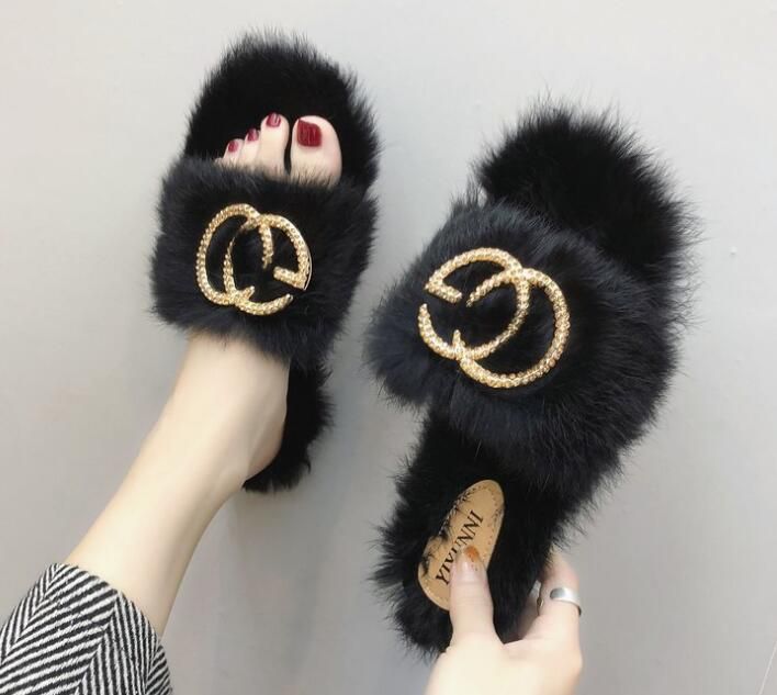 gucci fox fur slides
