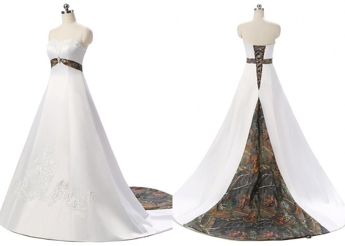 Discount Real Photo Camo Wedding Dresses Cheap Long Sweetheart