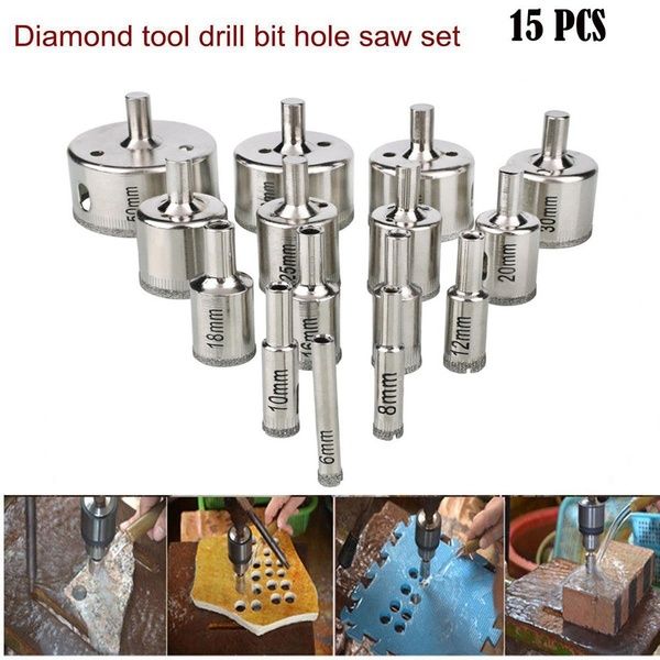 US 30x Diamond Cutter Hole Saw Drill Bit Tool Kit For Tile Ceramic Glass 6-50mm