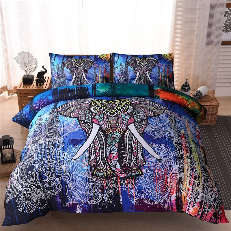 Elephant Printed Queen Comforter Sets Bedding King Twin Size