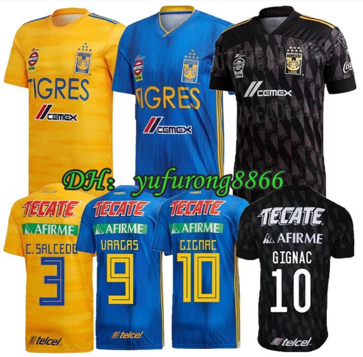 Acquista 7 Star 19 20 Naul Tigres UANL Maglia Da Calcio GIGNAC VARGAS Guerron 2019 2020 Camiseta De Futbol Camicie Messico Tigres DAMIAN Liga MX ...