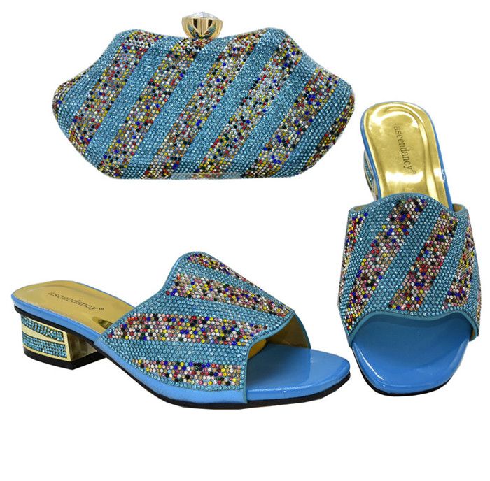 sky blue shoes and bag