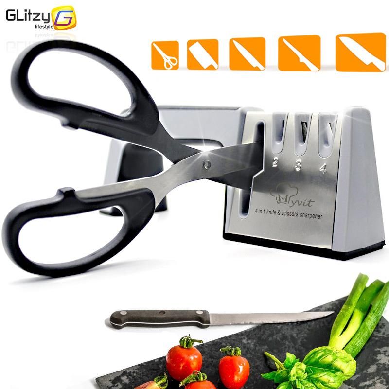 restaurar y pulir Afilador de cuchillos 4 en 1 para cuchillos y tijeras de cocina MTJSYG herramienta de afilado de diamante ayuda a reparar seguro de usar para cuchillos y tijeras de cocina 