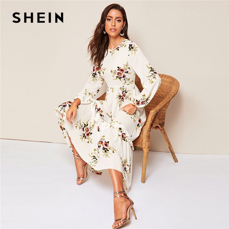 shein white floral dress