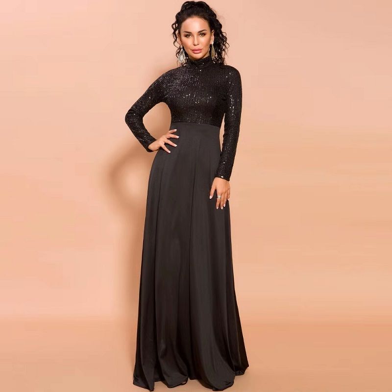 black maxi party dress