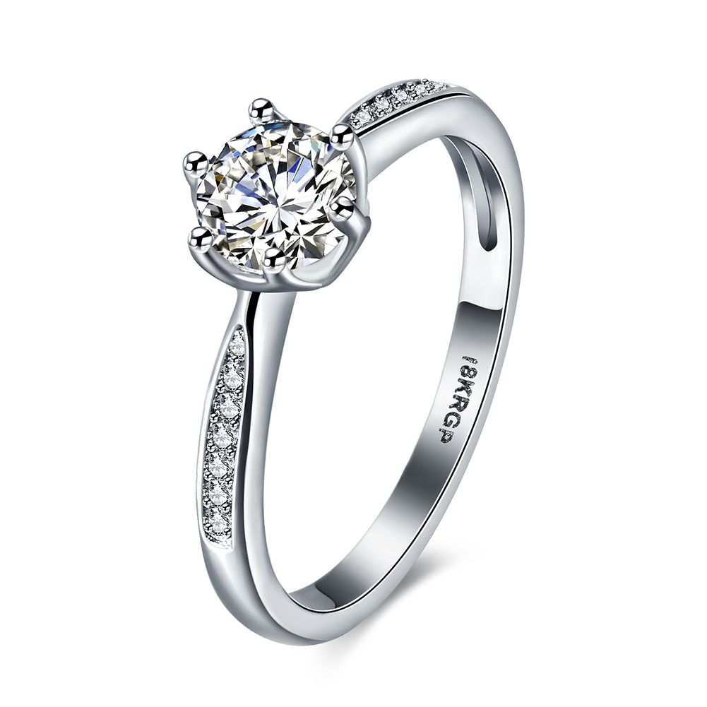 Diseñado simple de los anillos de platino plateado Modelo geométrico Ajuste del diente banda anillo Zircon del mosaico romántica de la boda del partido regalos POTALA833