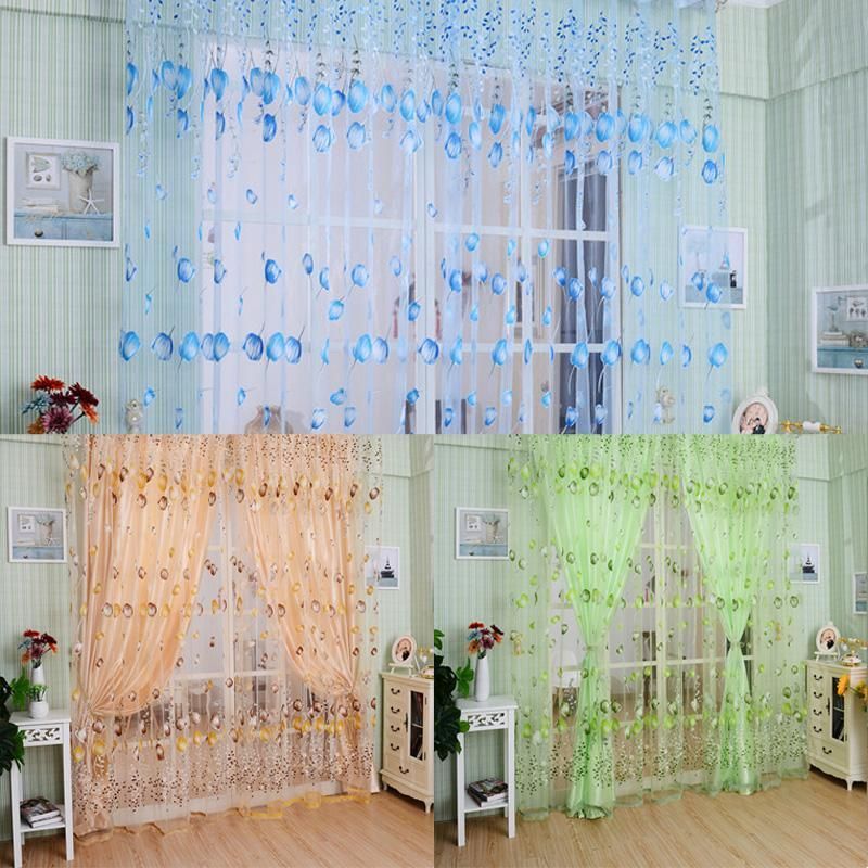Sheer Curtains 1m 2m Tulle Curtains Chic Room Tulip Flower Sheer