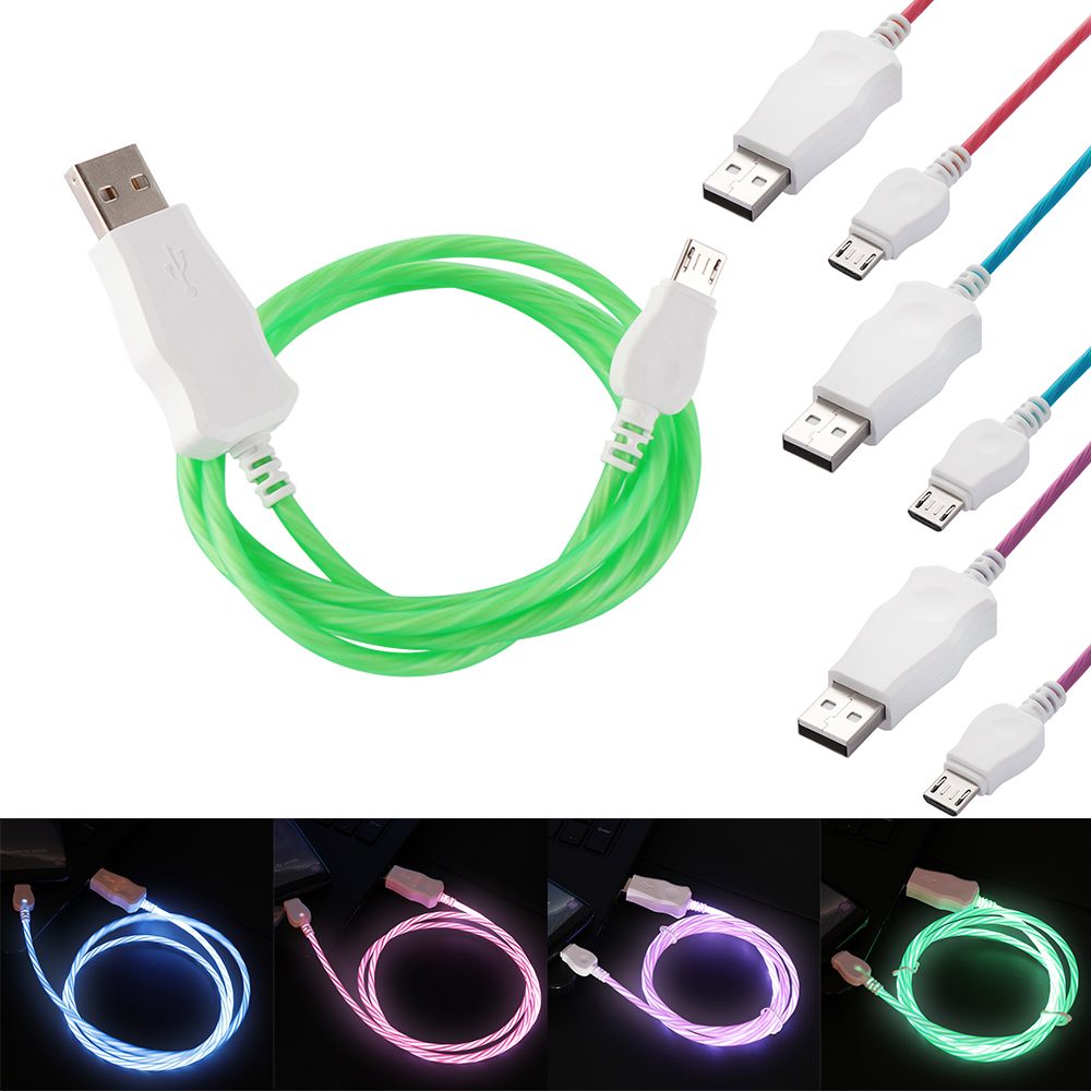 Color: Red LED Light Micro USB Charger Cable Charging Cord For Huawei Xiaomi usb extension cable prolunga usb cable mini usb Lysee Data Cables