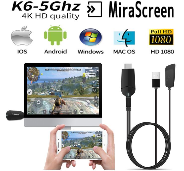4K 5G WiFi Display Dongle HDTV HDMI Cable Adapter to TV for iPhone X IOS Android