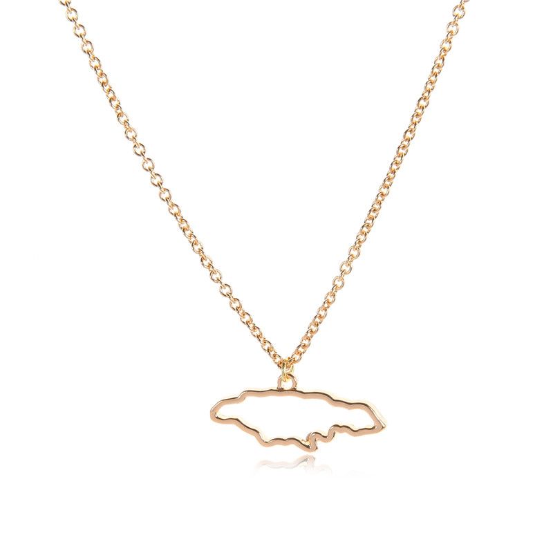 Wholesale Small Caribbean Sea Island Jamaica Map Necklace Outline