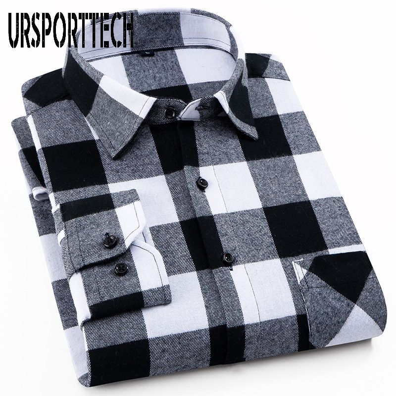 Men Business Pure Cotton Plaid Long Sleeve Casual Breathable Shirts Men Business Pure Cotton Plaid Long Sleeve Casual Breathable Shirts