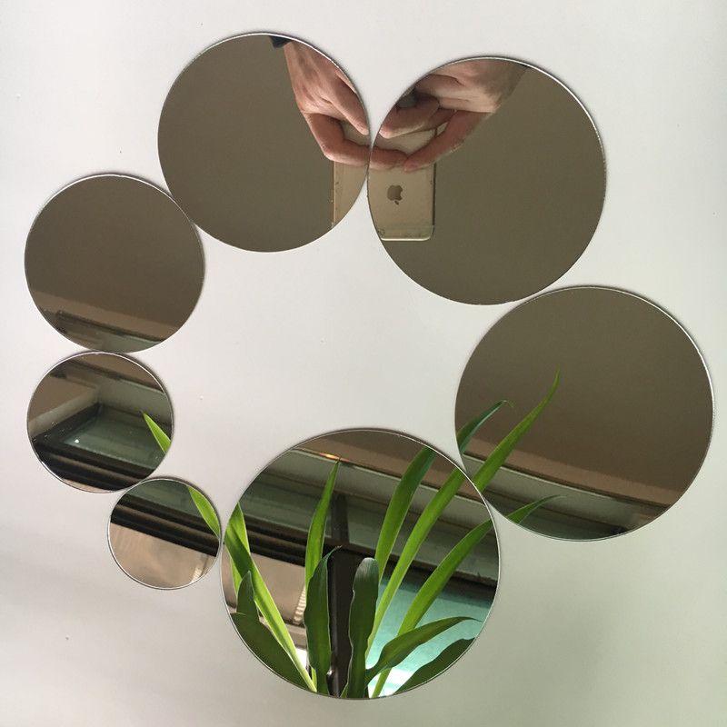 Compre 7 Unids Set Acrilico Espejo Redondo Pegatinas De Pared