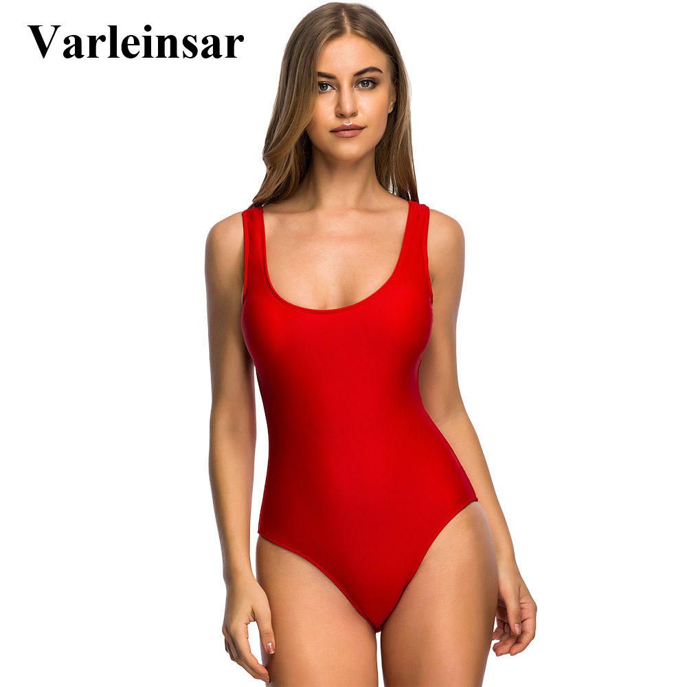 red scoop back swimsuit
