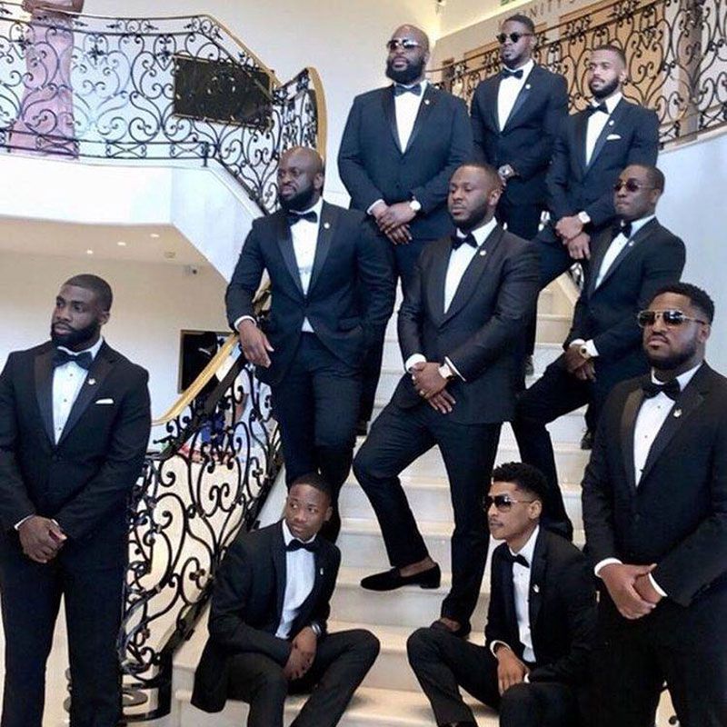 Black Men Suits Custom Made Wedding Suits For Man Bridegroom Shawl