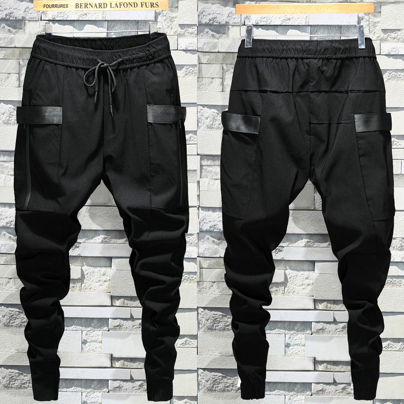 Punk Men/'s Cotton Blend Casual Harem Trousers Loose Fit Low Crotch Collape Pants