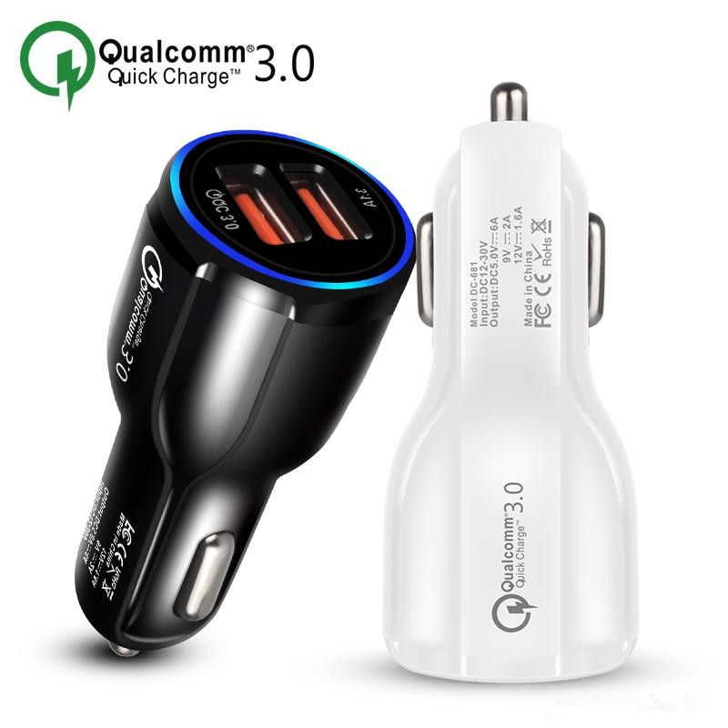 QC 3.0 en puertos USB doble cargador de coche adaptador de carga rápida Zócalo Samsung iPhone QC 3.0 en puertos USB doble cargador de coche adaptador de carga rápida Zócalo Samsung iPhone