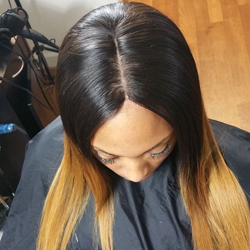 Compre Peluca Brasileña Virgen Recta Ombre Pelucas De Encaje Completo Cabello Humano Sin Cola Color Dos Tonos Peluca Delantera De Encaje 1b Para