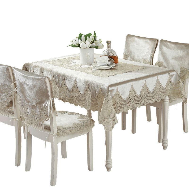 Europe Style Luxury Comfort Tablecloth Lace Edge Dustproof Covers