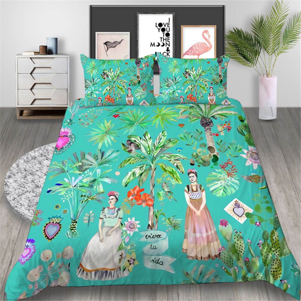 Hawaii Style Bedding Set King Creative Cartoon Duvet Cover 3d