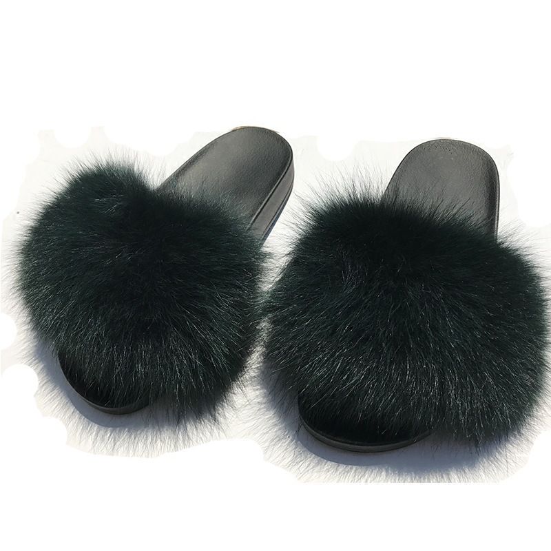 flip flops with fur on them