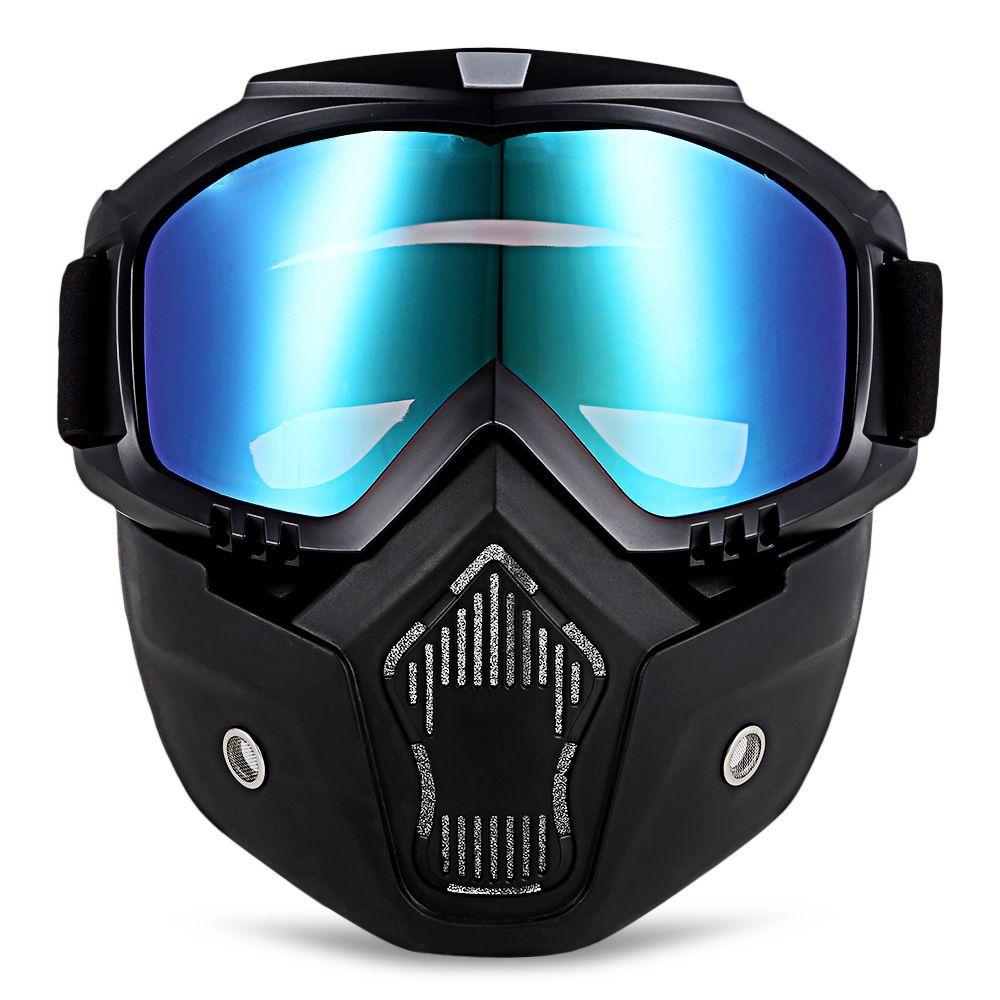 Gafas desmontables y filtro de boca para casco de cara abierta portátil duradero 