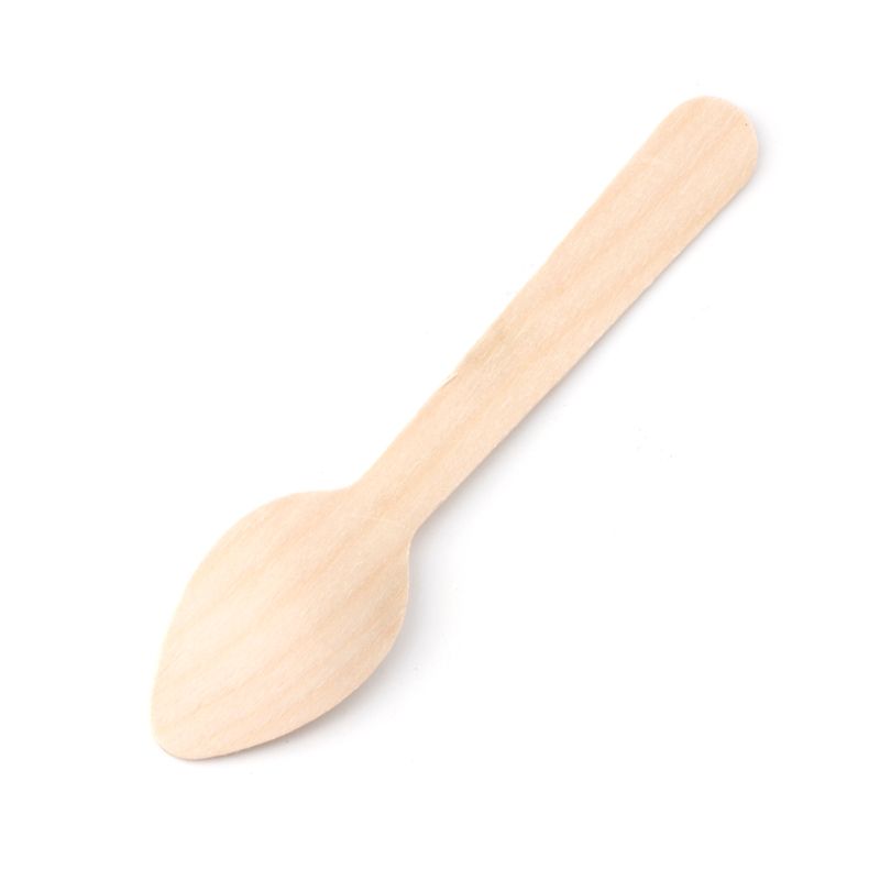 DEBEME 100 Piezas Desechables Cuchara de Madera Mini Fiesta de la Boda de la Cucharada de Helado Cuchara de Madera Occidental Postre Vajilla Accesorios de Cocina