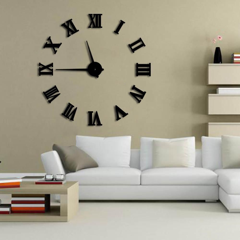 Roman Number Plastic Mirror Wall Clock Home Decal Decor Vinyl Art Stickers