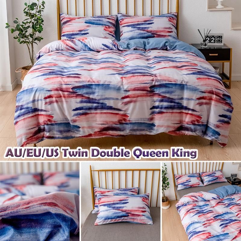 Nordic Style Colorful Stripe Wrinkle Free Duvet Cover Set