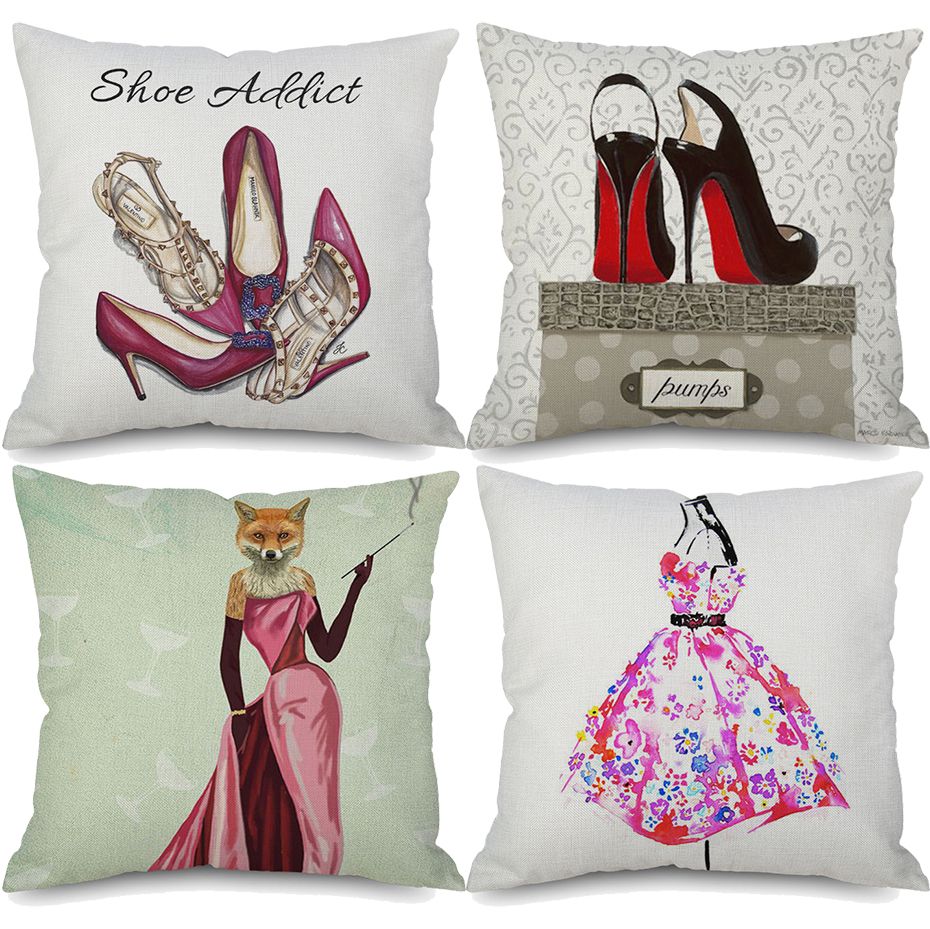 5 Styles High Heel Shoes Cushion Cvoers Modern Fashion Dress Cushion Cover Girls Bedroom Decorative Linen Pillow Case Patio Cushions On Sale Outdoor