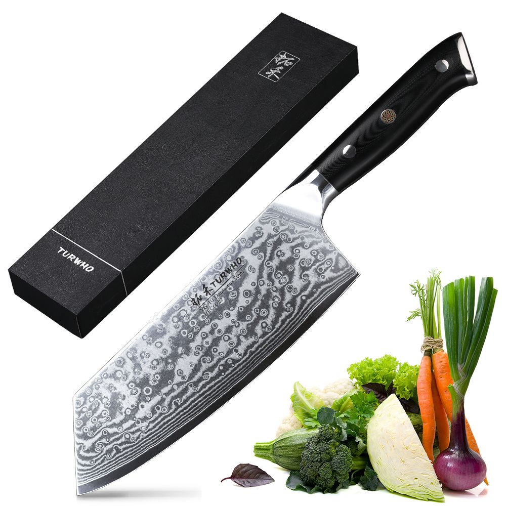 TURWHO 7.5 Nakiri Vegetable Knife 67 Layers Japanese VG10 Damascus