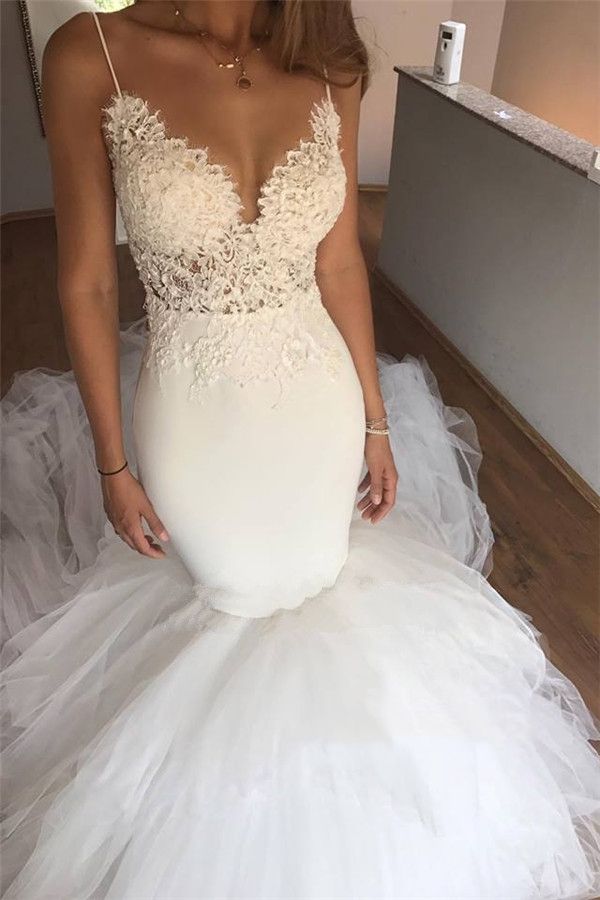 white silk wedding gown