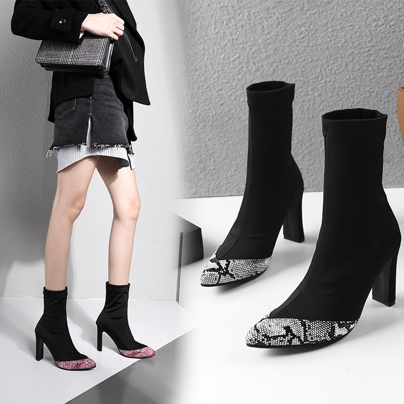 chunky snakeskin boots