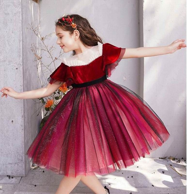 Compra Party Girl Terciopelo Vino Tinto Vestido De La Princesa De Los Niños  Vestidos De Gasa De Manga Puff Realizar Salón De Baile Vestido De Los  Cabritos Ropa E202094 Barato | Entrega