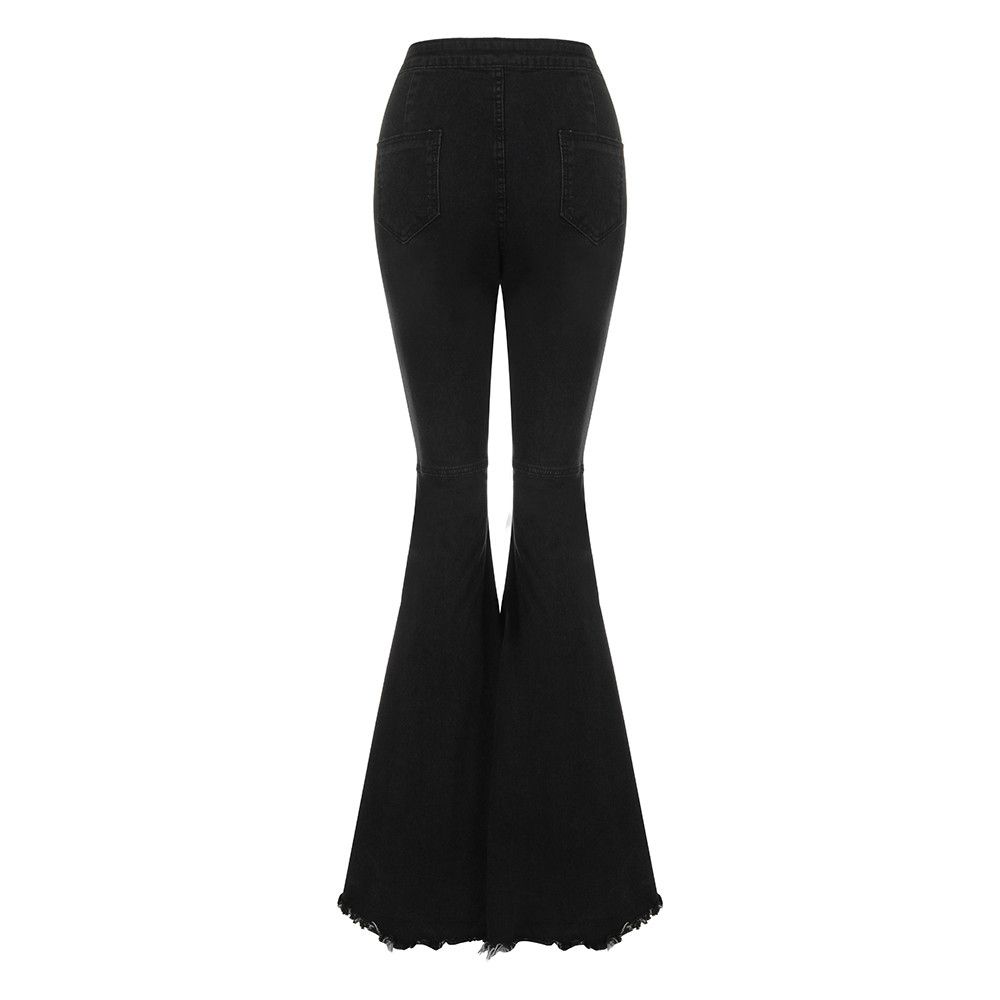 Compre Bodycon Mujer Cintura Alta Pantalones De Mezclilla Pantalones  Acampanados Pantalones Vaqueros De Pierna Ancha Pantalones Vintage Cuerno  De Estiramiento Pantalones Vaqueros Negros Para Damas A 17,76 € Del Beimu |  DHgate.Com