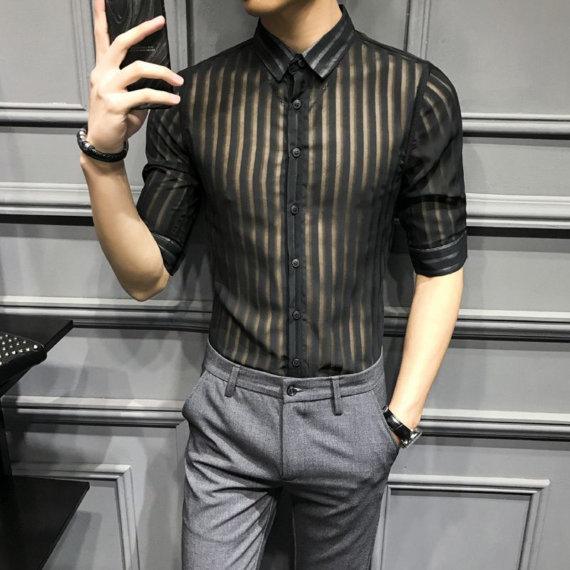 transparent black shirt outfit