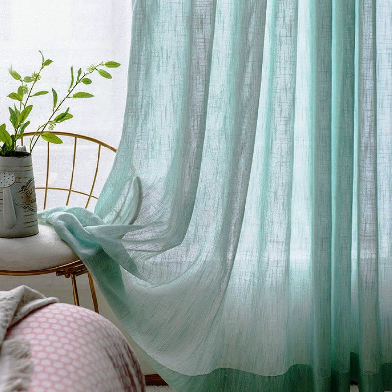 2019 Modern Mint Green Slub Sheer Window Screen Tulle For Living
